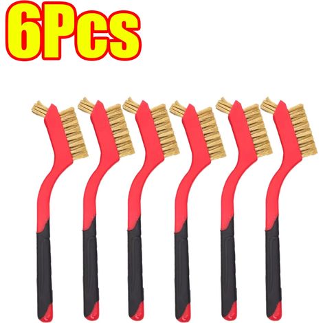 (C-6 pièces (2 jeux)) Brosse de nettoyage en laiton, métal laiton/acier inoxydable/nylon, adaptée aux hottes à gaz, dégraisse et élimine les taches, outil de nettoyage des plaques de cuisson (1/4)