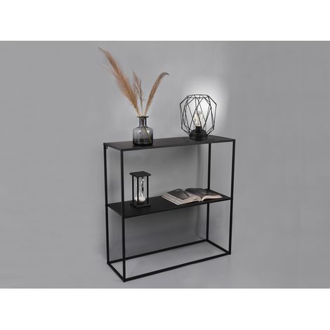 Konsolentisch - Beistelltisch 80x80cm & Batterie Tischleuchte aus Metall Schwarz (1/5)
