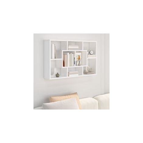 Étagère murale blanc 85x16x52,5 bois d'ingénierie (1/5)