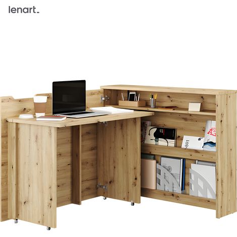 Lenart Bureau extensible avec rangement 115cm OFFICE CONSUS CW01L chêne artisan gauche (1/5)