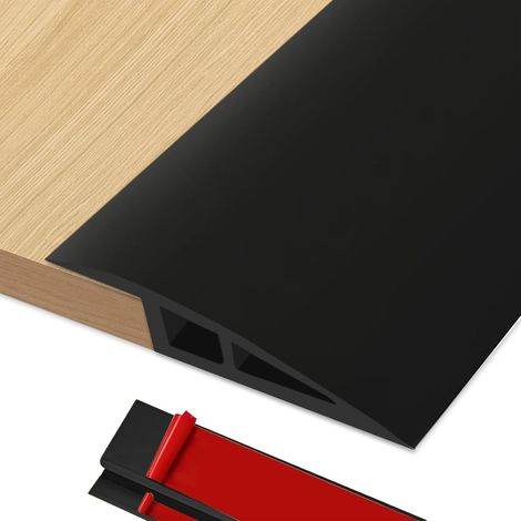 Threshold Bar Level Catch 2 m x 5 cm Multi-Level Adhesive PVC Door Threshold Level for Threshold Height 5 mm 10 mm (Black) (1/5)