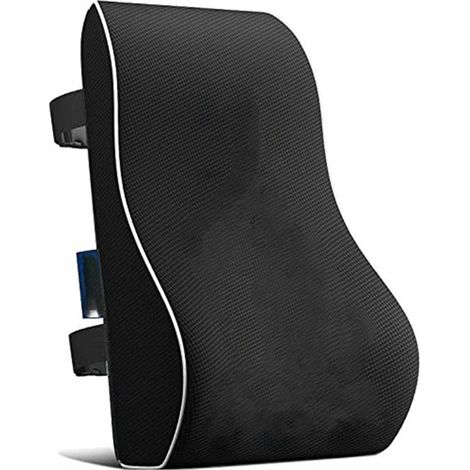 Coussin de dossier en mousse à mémoire de forme Comfort Plus - Soutien lombaire ergonomique pour voiture, maison et bureau - Noir (1/4)