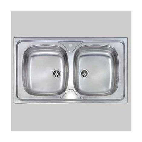 LAVELLO INOX DUE VASCHE INCASSO  86 x 50     CM