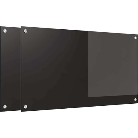 Salpicadero de cocina 2 pcs Negro 90 x 50 cm vidrio templado vidaXL