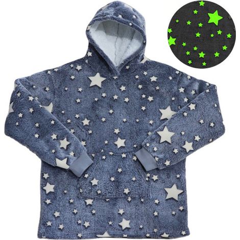 Couverture portable surdimensionnée en microfibre, veilleuse - Taille unique - Couverture allongée à capuche, vêtement d'intérieur décontracté - 88 cm / 150 cm
