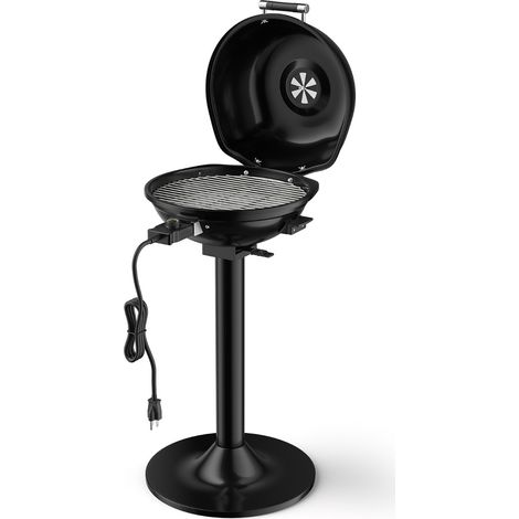 Barbecue Électrique Extérieur 1600 W Grill Portatif sur Pied avec Grille Amovible Antiadhésive Température Réglable Noir (1/2)