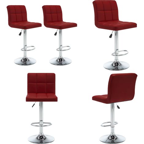 Tabourets de bar lot de 2 rouge bordeaux similicuir - Tabouret de bar rouge bordeaux - Tabouret de bar réglable (1/5)