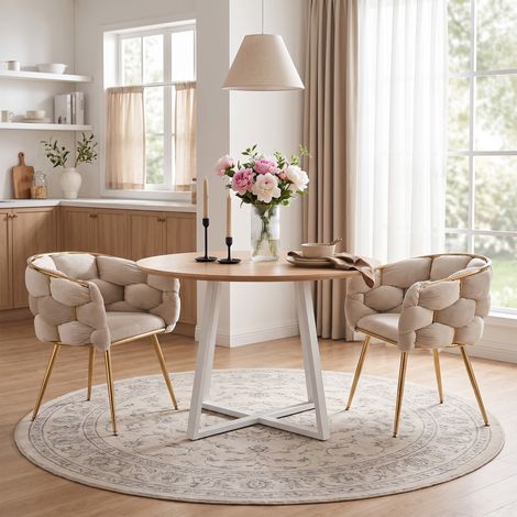 Sedia accentuata moderna e lussuosa, sedia da toeletta con struttura in metallo per camera da letto, soggiorno, sala da pranzo, set da 2 (1/5)