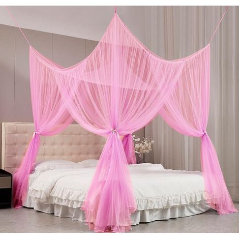 Moskitonetz für Doppelbett, für drinnen und draußen geeignet, rosa, 190 x 210 x 240 cm (1/5)