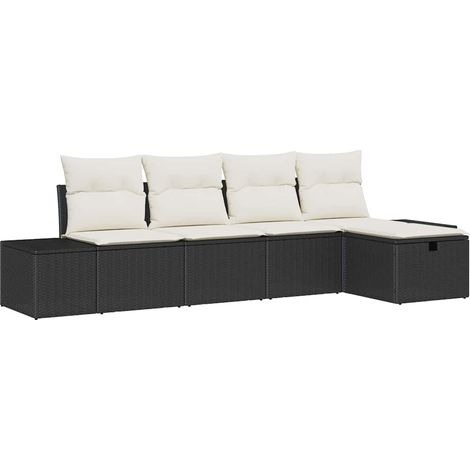 Sofa Set with Cushion 5 pcs Poly Rattan vidaXL