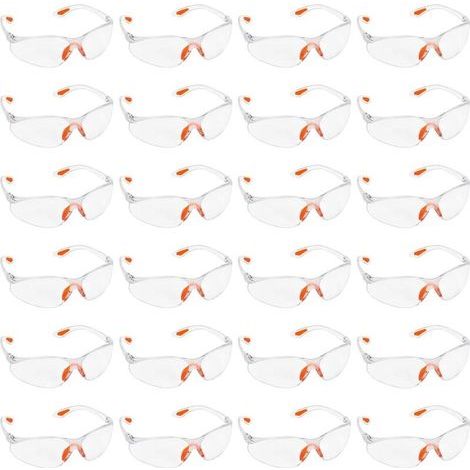 Lot de 24 Lunettes de Sécurité Transparentes - Lunettes de Protection avec Verres en Plastique, Pont-de-Nez et Embouts de Branches en Caoutchouc pour Plus de Confort - Lunette Transparente PPE (1/5)