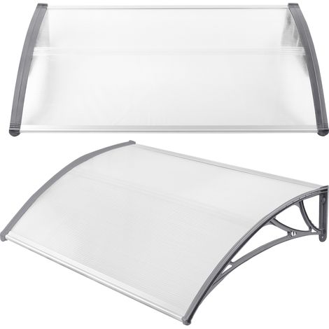 AUFUN 150x100cm Cauve de toit de porte d'entrée pour la porte d'entrée Deskvordach, support PP, toit de porte pour le toit suprême descendant, Gris