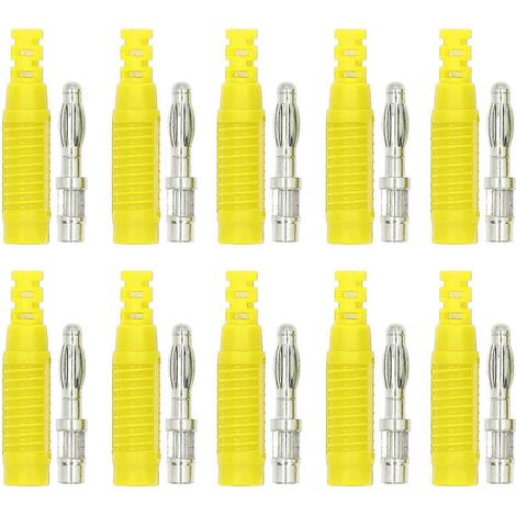 10er-Set Bananenstecker, Messing, PA-Buchse, Presspassung, Isolierrohr-Sondenadapter J.10031Gelb