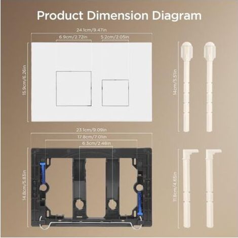Plaque de commande WC suspendu – Compatible Sigma 20, UP300 & UP320 – Plaque de déclenchement pour chasse d’eau double, silencieuse, durable et économe en eau – 1 pièce - Blanc brillan (1/5)