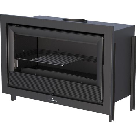 Bronpi – Insert à bois ventilé canalisable 14 kW – Foyer en fonte – 2 sorties canalisables – Volume de chauffe 375 m³ – Évacuation supérieure