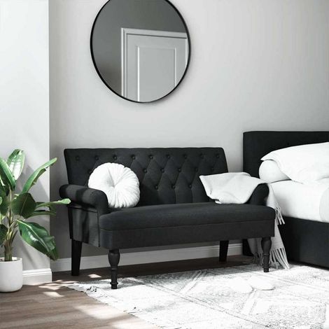 2-Sitzer Bank mit Rückenlehne, Retro-Sofa, kleiner Loveseat, Polstersofa Schwarz (1/5)
