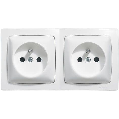 Legrand – Prise de courant double 2x2P+T précâblée – 16 A – IP 2X – Installation en saillie – Finition blanche (1/7)