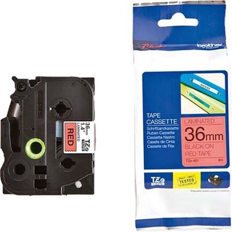 BROTHER TZE-461 Schriftbandkassetten 36 mm Bandbreite rot/schwarz Bandlange 8 Meter laminiert (TZE46