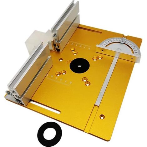Frästisch Einlegeplatte aus Aluminiumlegierung für Holzfräsen, Wendeplatte, Trimmer und Gravierwerkzeug mit Gehrungsanschlag für Tischkreissägen (1/5)