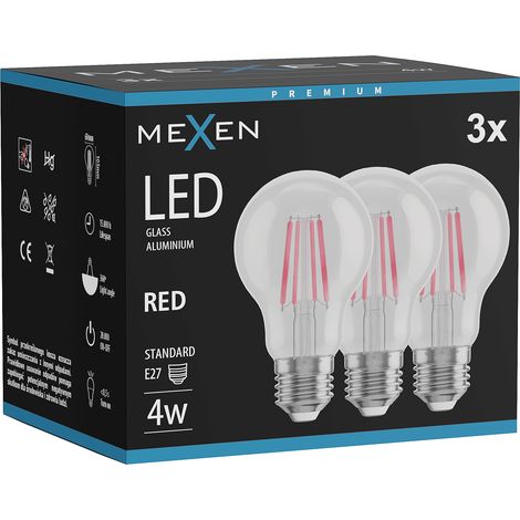 Mexen Vintis 3x Ampoule filament LED E27, A60, 4W, 55 lm, rouge - L150-E27-04XX-45x03 (1/3)