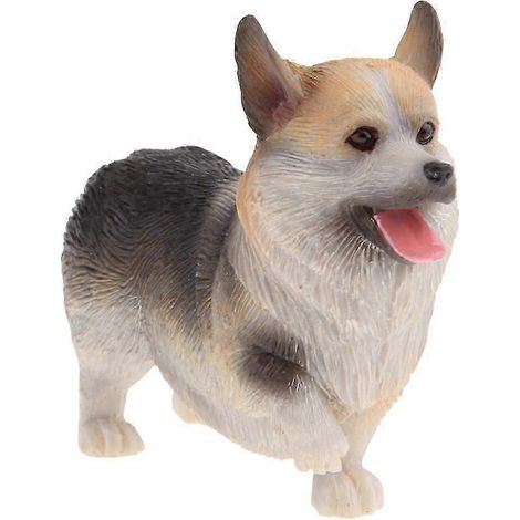 Figurine en résine représentant un Welsh Corgi noir, idéale pour décorer une voiture ou un bureau.-Three-colour (1/5)