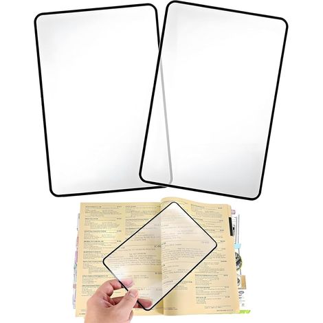 2 Stück Vollseite Leselupe, A5 Vergrößerungsglas für Ganze, 3X Lesehilfe für Senioren zu Tragende Lupe, Leselupen für Ältere und Sehbehinderte Menschen zum Lese (1/5)