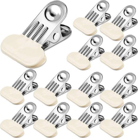Lot de 12 pinces à sachets de chips pour la conservation des aliments, pinces à pain, pinces à chips en acier inoxydable, pinces pour sachets de chips (1/4)