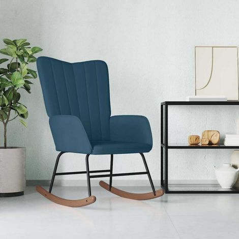 vidaXL Chaise à bascule Bleu Velours (1/5)