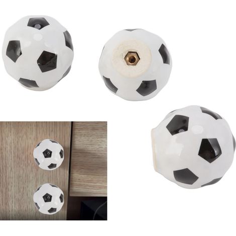 Juego de 3 tiradores de puerta de cerámica color cobre con forma de balón de fútbol – Juego de 3 tiradores para armarios con temática deportiva y placa base ancha para cocina y baño (3,5 cm). (1/5)