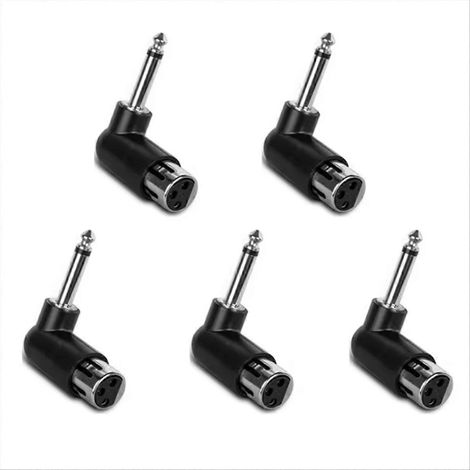 Lot de 5 adaptateurs pour système de microphone sans fil 3 broches, prise femelle 6,35 mm, adaptateur pour système de guitare électrique (1/5)