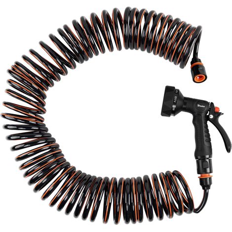 Spiralschlauch Gartenschlauch 15m SPRING FLEX Set mit Sprühpistole 9 Strahlarten Schnellkupplungen Wasserhahnanschluss 1/2 3/4 WSF15 (1/4)