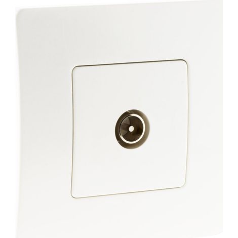 Zenitech – Prise TV Ø9,52mm mâle blanche – Installation facile avant peinture – Fixation à vis et griffes – Compatible boîtes standard