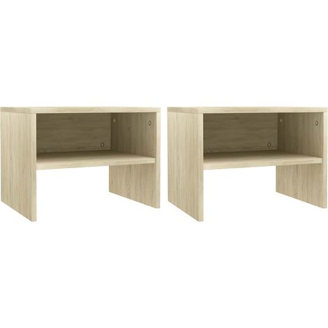vidaXL Mesitas de noche 2 uds contrachapada color roble 40x30x30 cm (1/5)