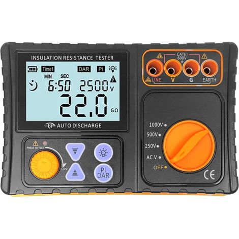 Insulation resistance tester 250V/500V/1000V, high-definition LCD screen, for testing electrical equipment (1/5)