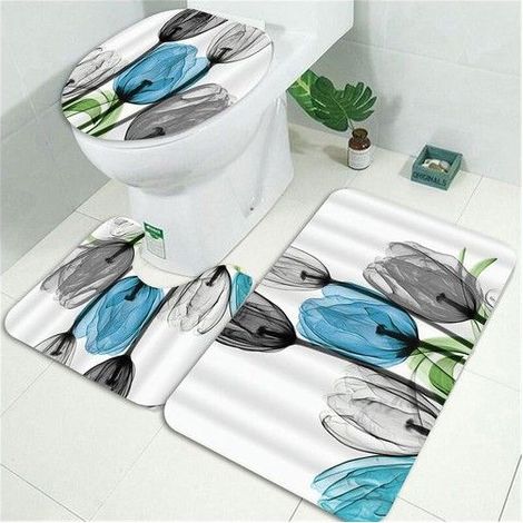 Imperméable à l&x27eau Wash fleur rideau de douche maison salle de bain tapis antidérapant tapis tapis de (1/5)