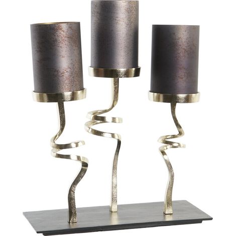 DKD Home Decor Bougeoir Verre Aluminium Gris Doré (1/4)