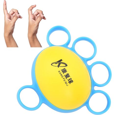 Fingerball Exerciseur Grip Ball, Exercice de Renforcement de la Grip des Doigts pour la Main, Crampe des Doigts Force Musculaire de la Main Fitness Training Squeeze Ball(Bleu) (1/5)