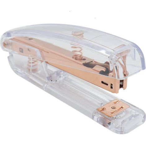 Fournitures de bureau étudiantes ultra-transparentes Agrafeuse de bureau or rose (1/5)