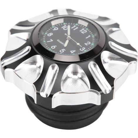 Bouchon de réservoir essence moto avec horloge, remplacement pour Defender FXDP 2001-2004, argenté (1/5)