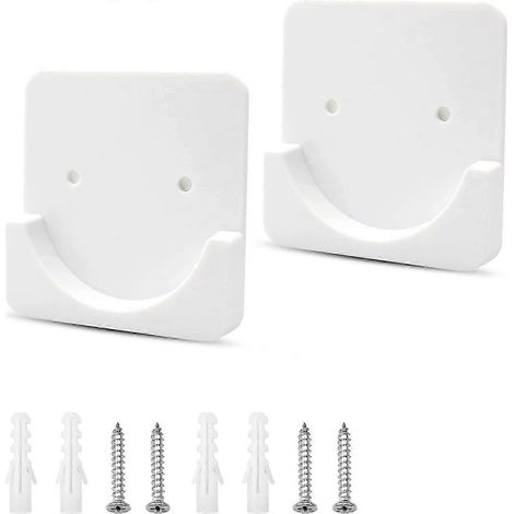 Deux supports de tringle à rideau de douche auto-adhésifs avec pastilles adhésives et vis, adaptés aux rideaux de douche et aux armoires, blancs, 8x8 cm. (1/5)