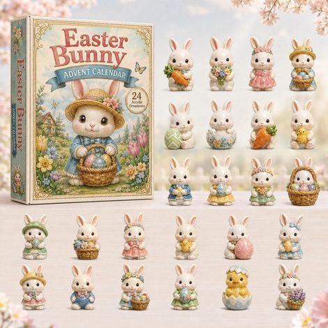 Lapin œuf au jardin calendrier avent 2026 2D Modèle B