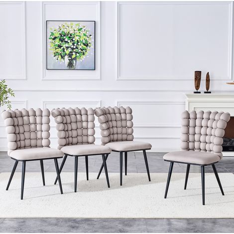 chaise salle a manger design moderne velours métal gris OKMYHOME (1/5)