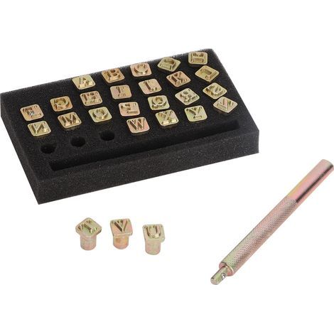 Set mit 26 Lederstanzen, 6 mm, Großbuchstaben, Alphabet, für DIY-Bastelarbeiten (1/5)