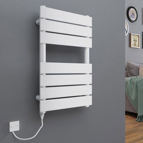 Electric Flat Panel Heated Towel Rail 100W White 650x400mm (1/5)