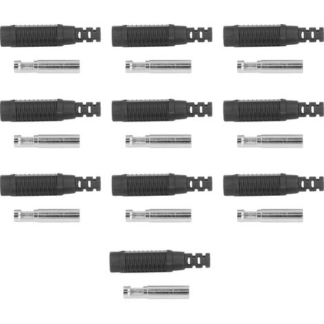 10er-Set Bananenbuchsen-Stecker aus Messing (PA-Buchse) mit Isolierschlauch, Presspassungsadapter J.10031Schwarz (1/5)