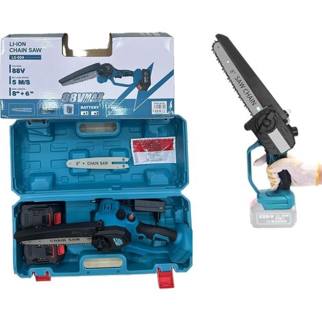 Mini Motosega 8"+ 6" Pollici 5M/S Lubrificata Olio Doppia Batteria CON VALIGETTA (1/5)