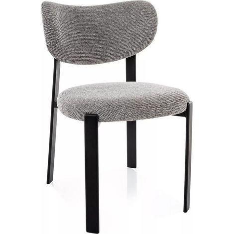 Chaise moderne en tissu gris et métal noir Zita (1/5)