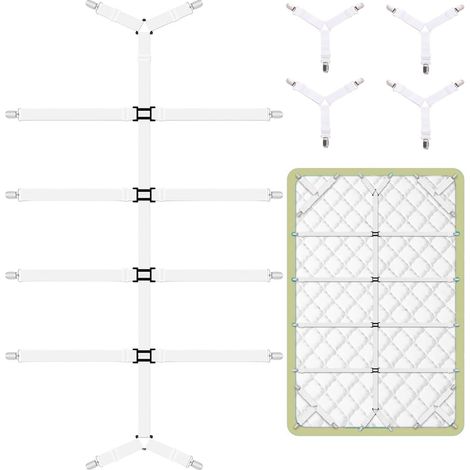 5 Pièce Tendeur Drap, Sangle Élastique Réglable, Clips Métalliques, Nylon Durable, pour Lit Canapé Chaise
