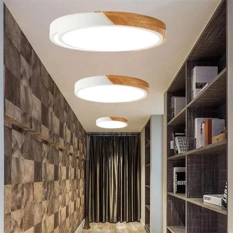 Plafonnier LED U-do 3pcs - - Moderne - Métal + Bois - Blanc - E27 (1/4)
