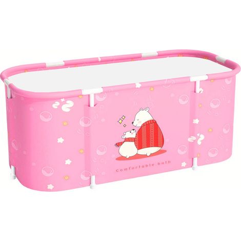 Aga Vasca da bagno pieghevole portatile 115x60x50 cm Rosa